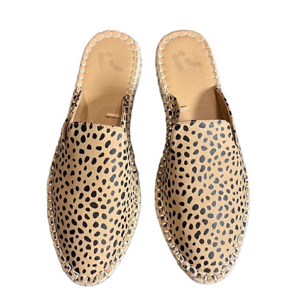 Report animal print slip on shoes mules tan black size 8
